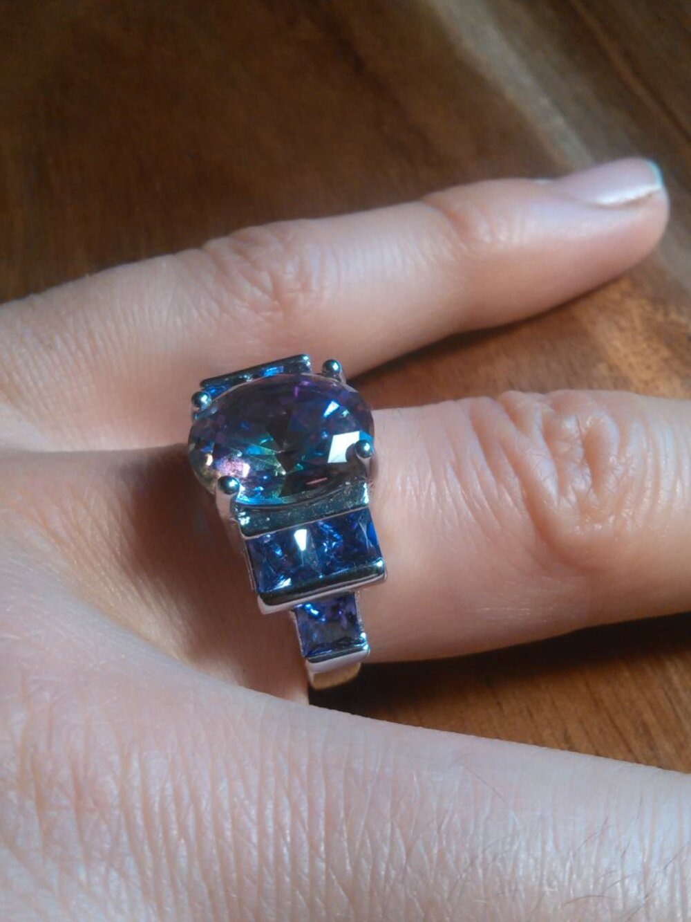 Simulated Mystic Topaz and Purple Crystal Ring (Size 7) - Picture 2 of 16